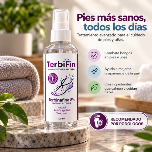 TerbiFin 8% – Tratamiento en Spray para Hongos en Uñas y Pies | 100 ml**